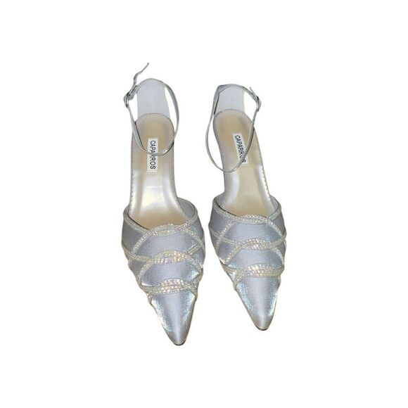 Caparros Pale Silver Aurora - Strappy Pointed Toe Heels Womens Sz 10 - READ DESC - Picture 5 of 10